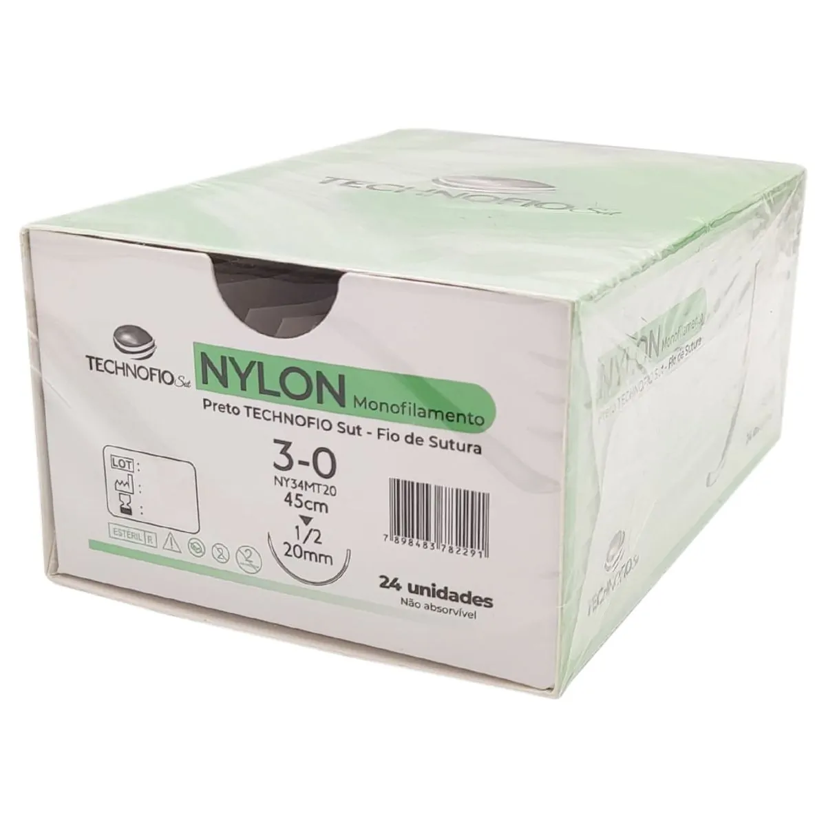 Fio de Sutura Nylon 3-0 Agulha 1,5cm 1/2 Technofio Sut - Technofio - Fio de Sutura Nylon 	3-0 Agulha