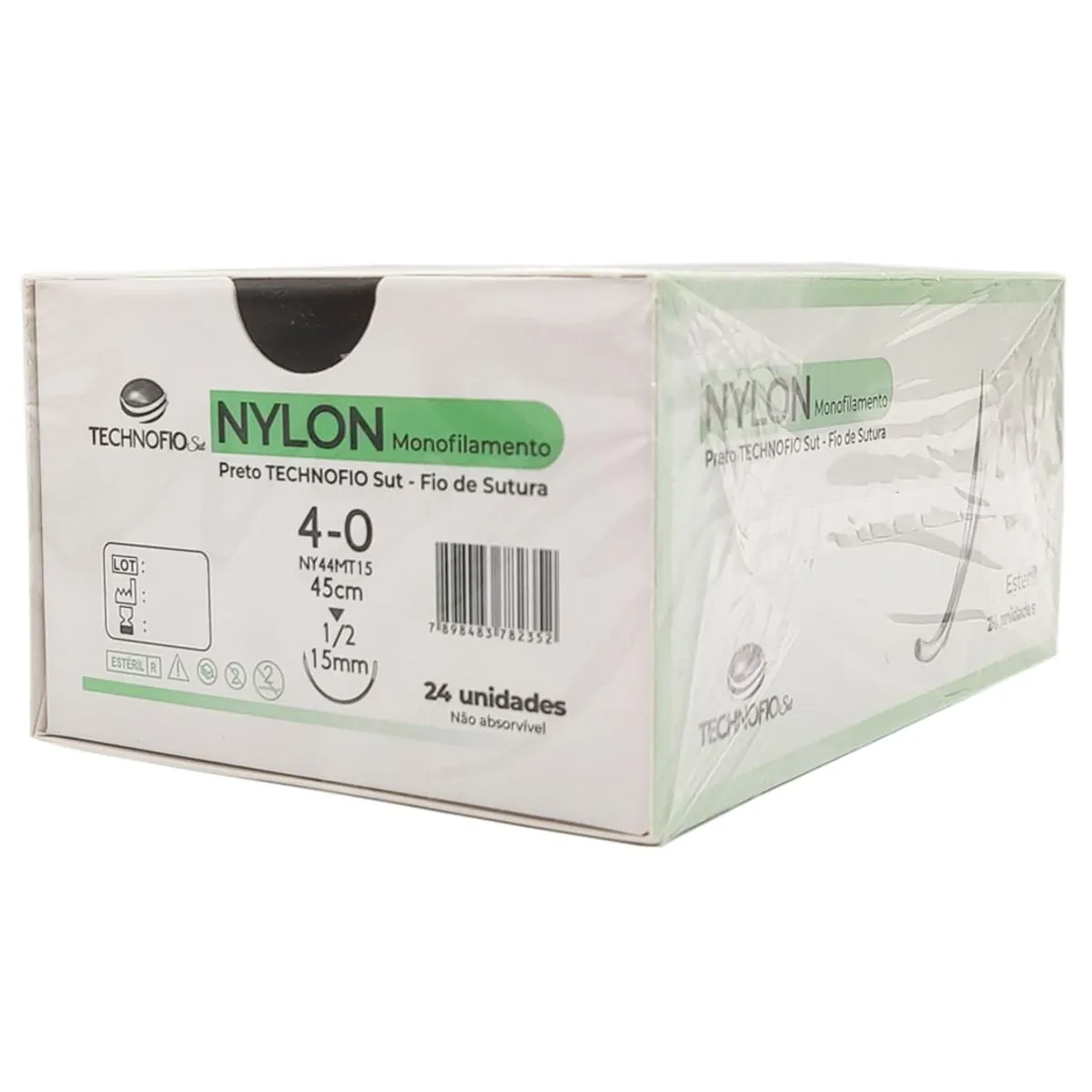 Fio de Sutura Nylon Technofio Sut - Technofio - Fio de Sutura Nylon 4-0 Agulha 1,5cm 1/2 Technofio S
