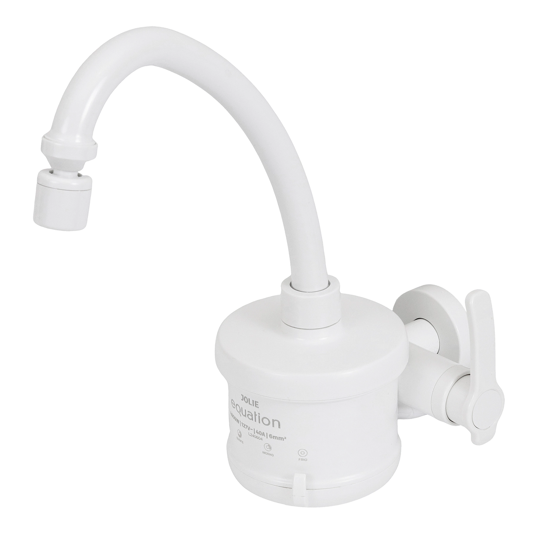Torneira Elétrica de Parede para Cozinha com Bica Alta Branca 127V (110V) Jolie Equation