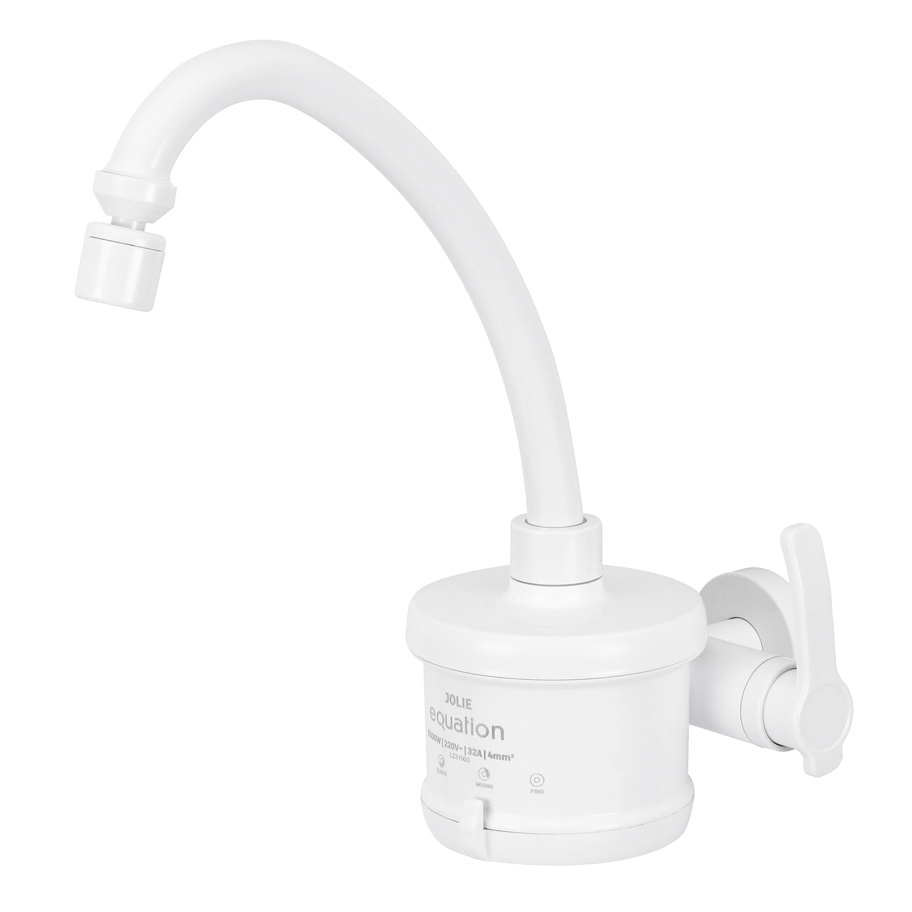 Torneira Elétrica de Parede para Cozinha com Bica Alta Branca 220V Jolie Equation