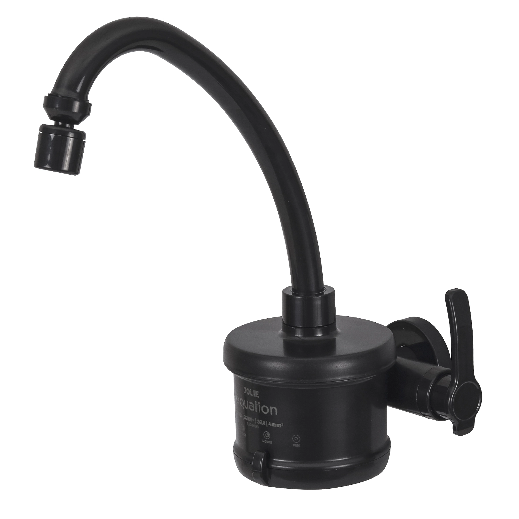 Torneira Elétrica de Parede para Cozinha com Bica Alta Preta Fosca 220V Jolie Equation