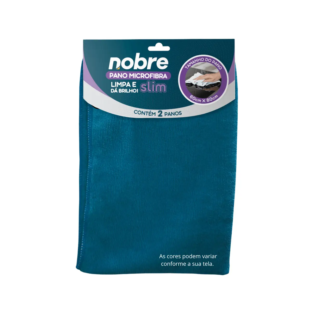 Pano De Microfibra 60x80cm (pct C/2 Un) Azul Slim - Nobre
