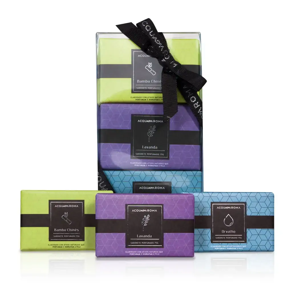 Kit Sabonete Em Barra Acqua Aroma 75g C/3un Bambu Chines/lavanda/orvalho