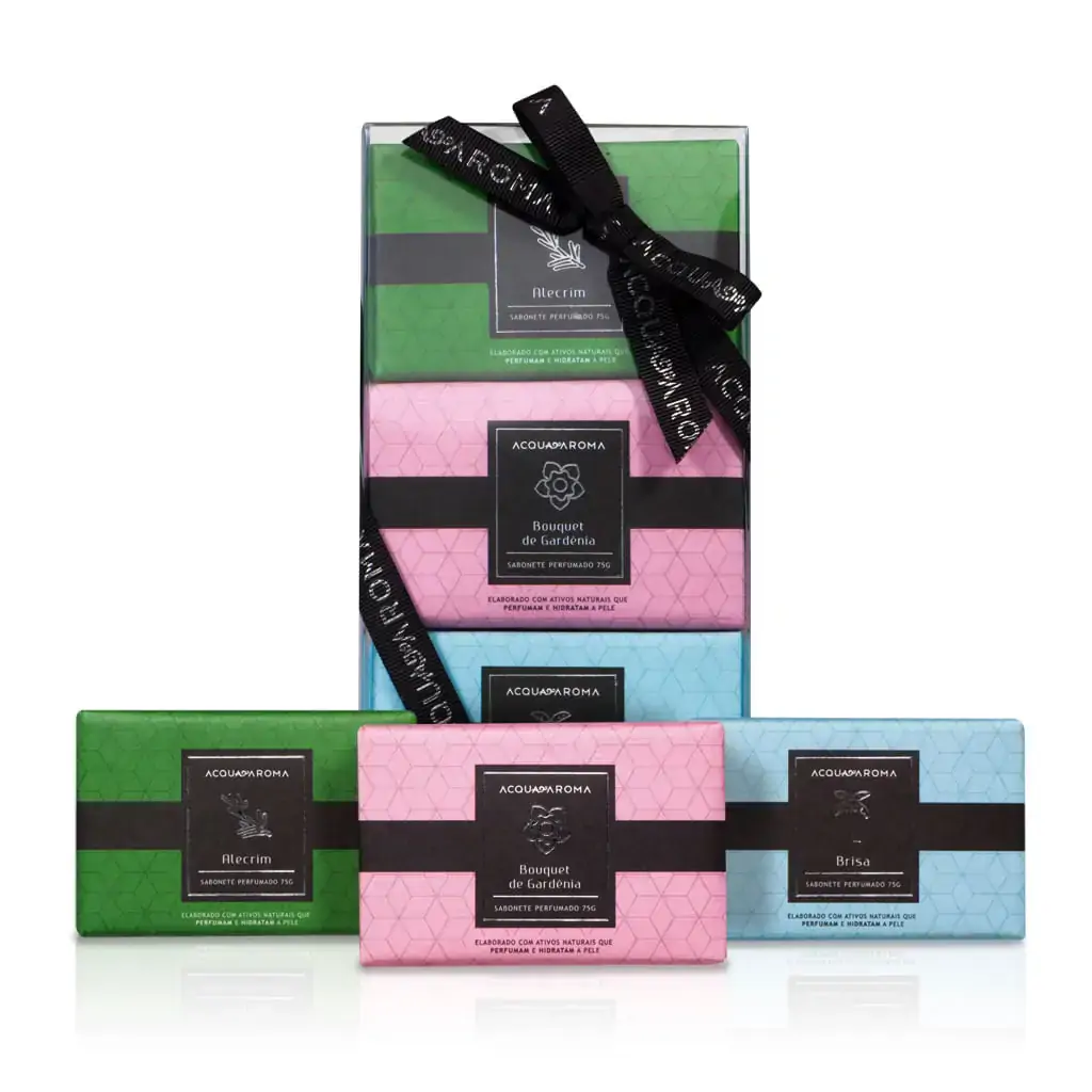 Kit Sabonete Em Barra Acqua Aroma 75g C/3un Alec/vanil Bourb/brisa