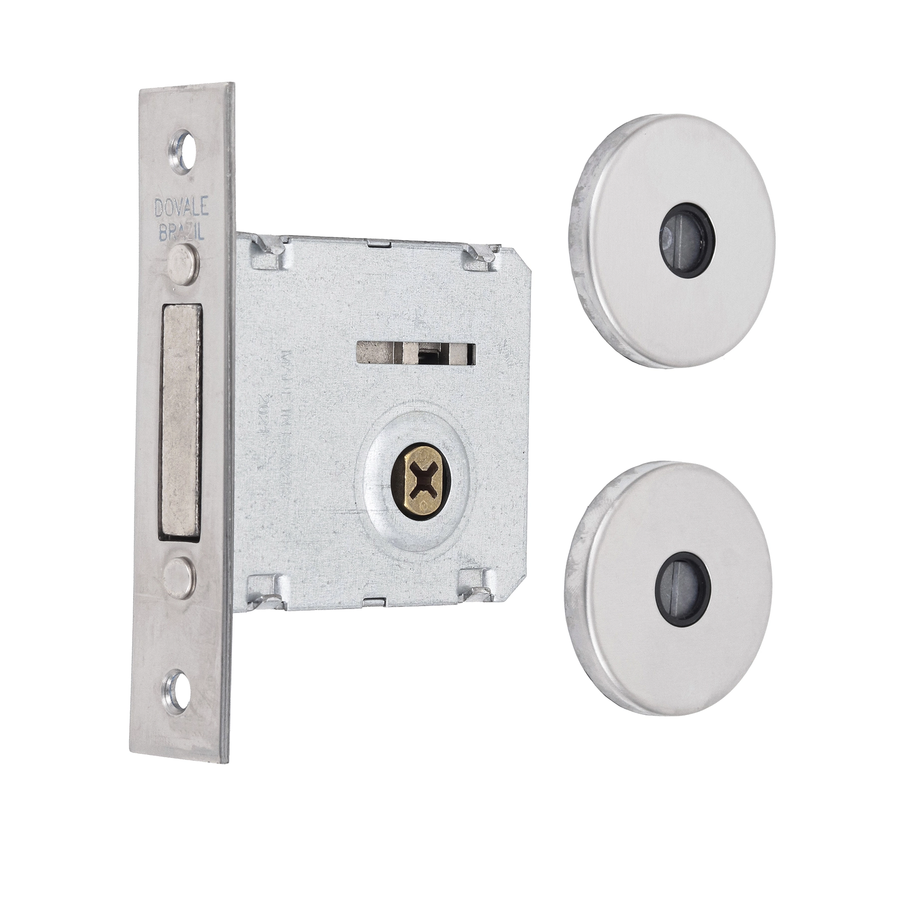 Fechadura Auxiliar para Porta de Entrada Dovale Cromado 40mm Aço Inox Chave Tetra