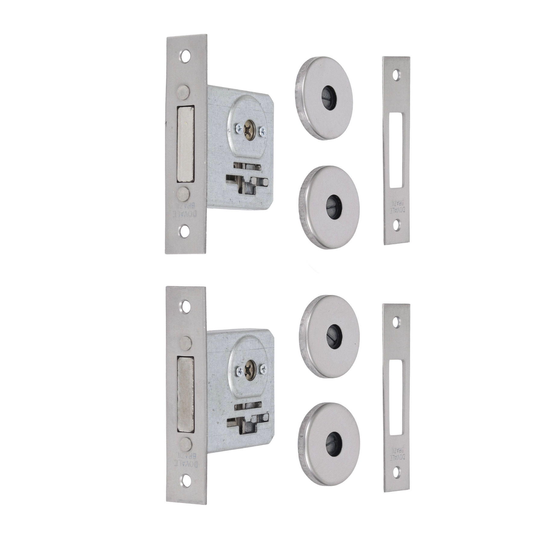 Fechadura Auxiliar Dupla para Porta de Entrada Dovale Dupla Cromado 40mm Aço Inox Chave Tetra