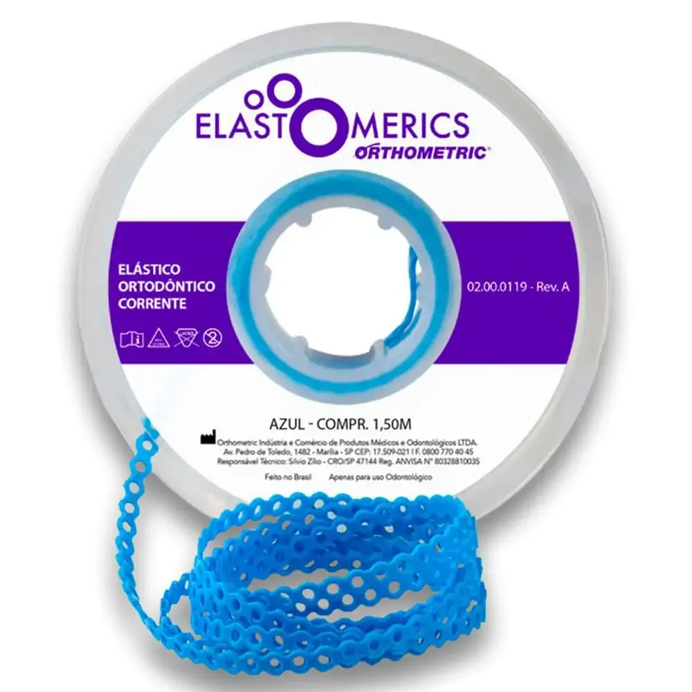 Elastômeros Corrente 1,5m Azul - Orthometric - Elastômeros Corrente 1,5m Curto Azul - Orthometric