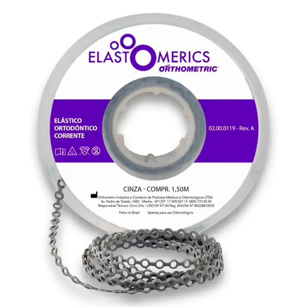 Elastômeros Corrente 1,5m Cinza - Orthometric - Elastômeros Corrente 1,5m Curto Cinza - Orthometric