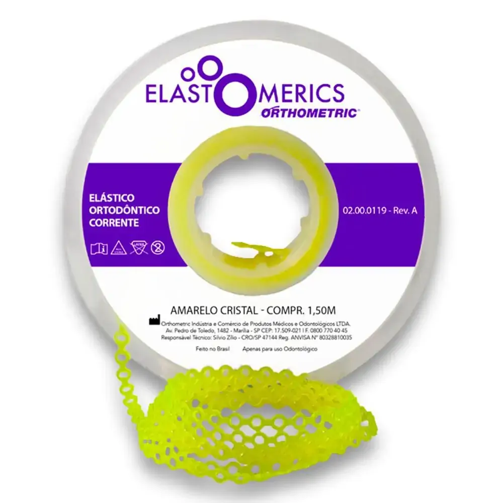 Elastômeros Corrente 1,5m Amarelo Cristal - Orthometric - Elastômeros Corrente 1,5m Curto Amarelo Cr