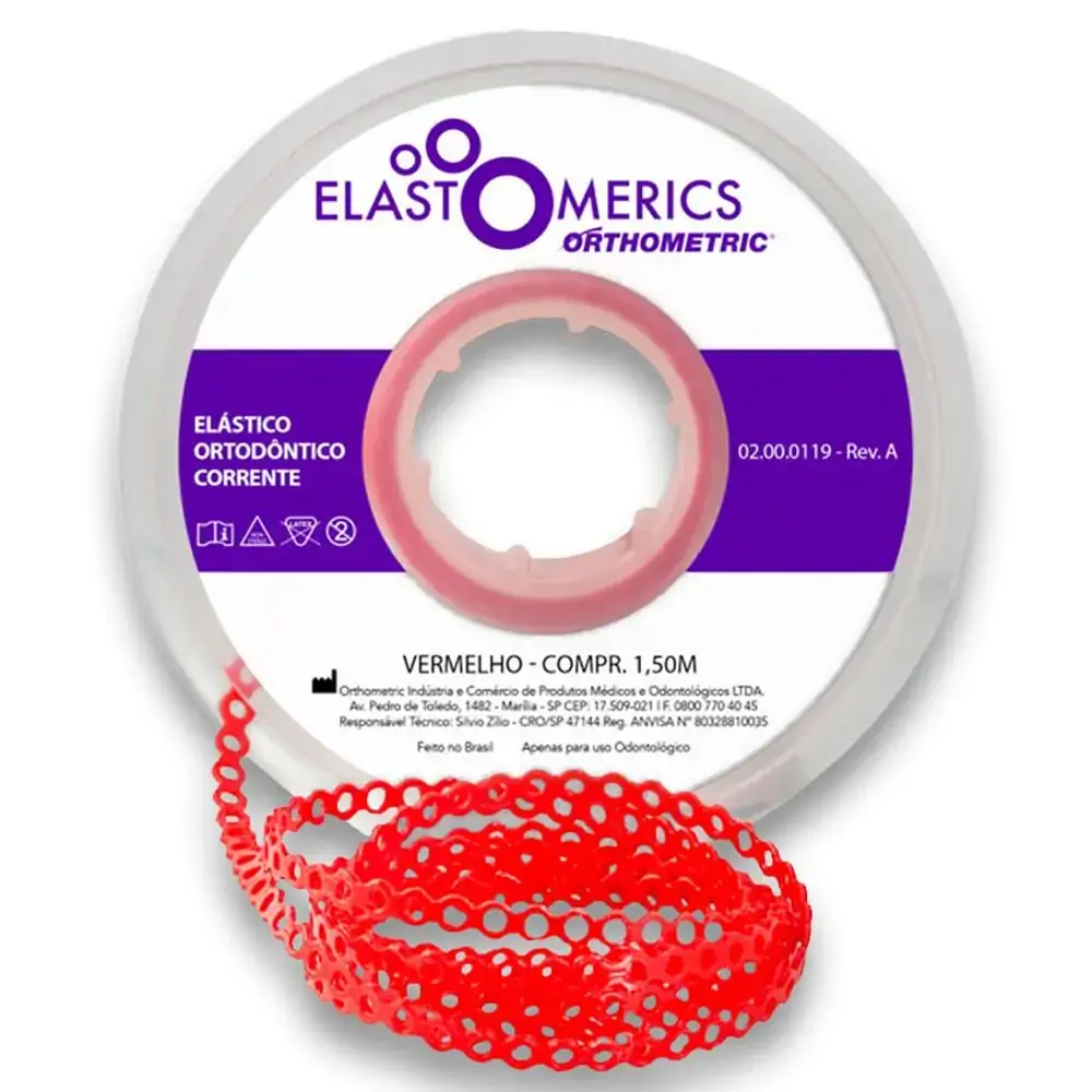 Elastômeros Corrente 1,5m Vermelho - Orthometric - Elastômeros Corrente 1,5m Médio Vermelho - Orthom