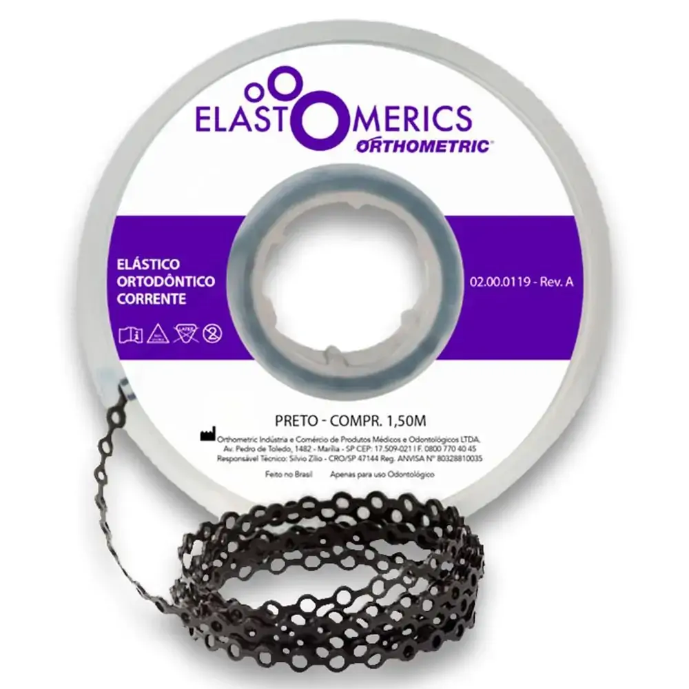 Elastômeros Corrente 1,5m Preto - Orthometric - Elastômeros Corrente 1,5m Médio Preto - Orthometric