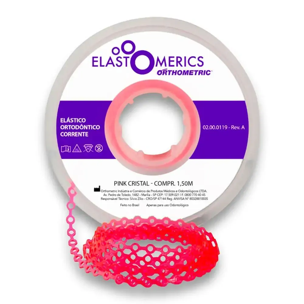 Elastômeros Corrente 1,5m Pink Cristal - Orthometric - Elastômeros Corrente 1,5m Médio Pink Cristal