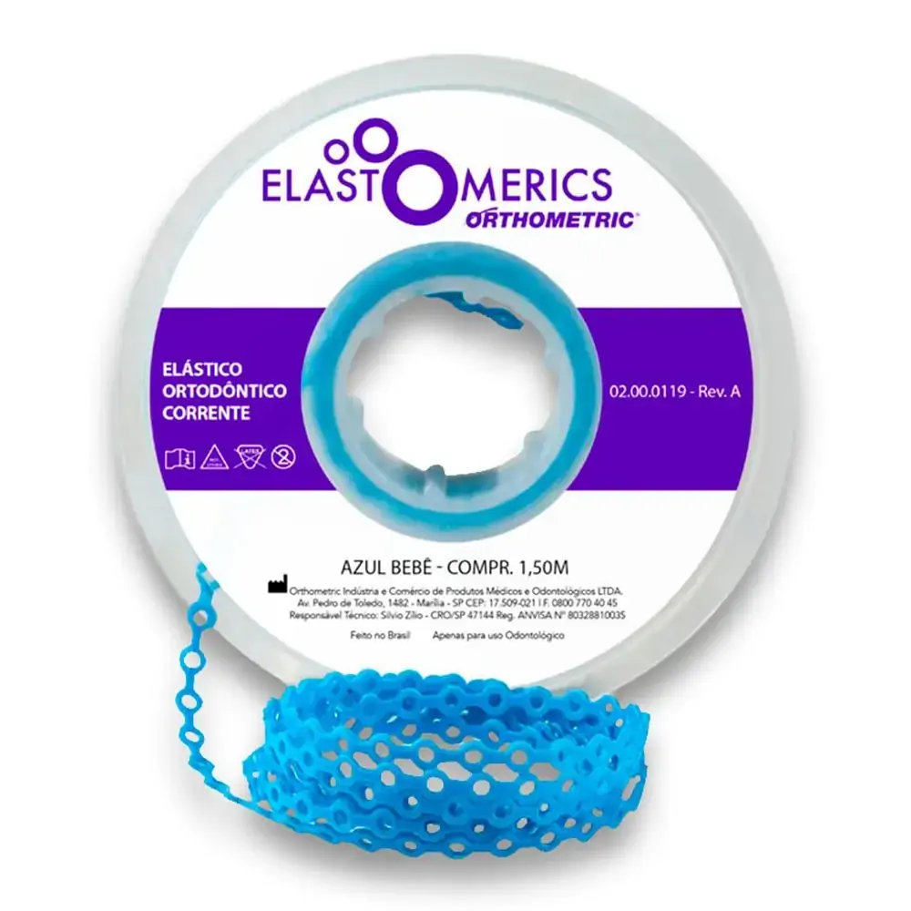 Elastômeros Corrente 1,5m Azul Bebê - Orthometric - Elastômeros Corrente 1,5m Médio Azul Bebê - Orth