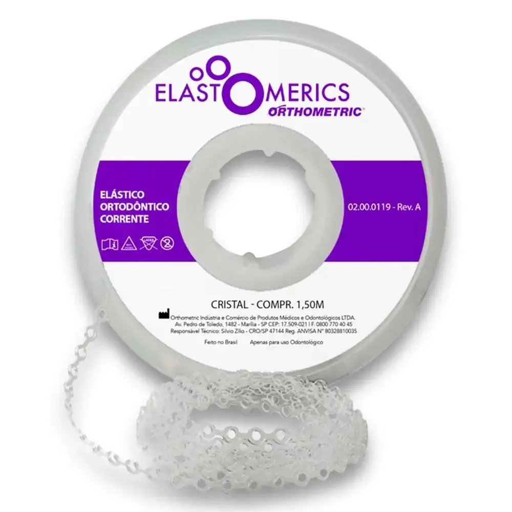 Elastômeros Corrente 1,5m Cristal - Orthometric - Elastômeros Corrente 1,5m Longo Cristal - Orthomet