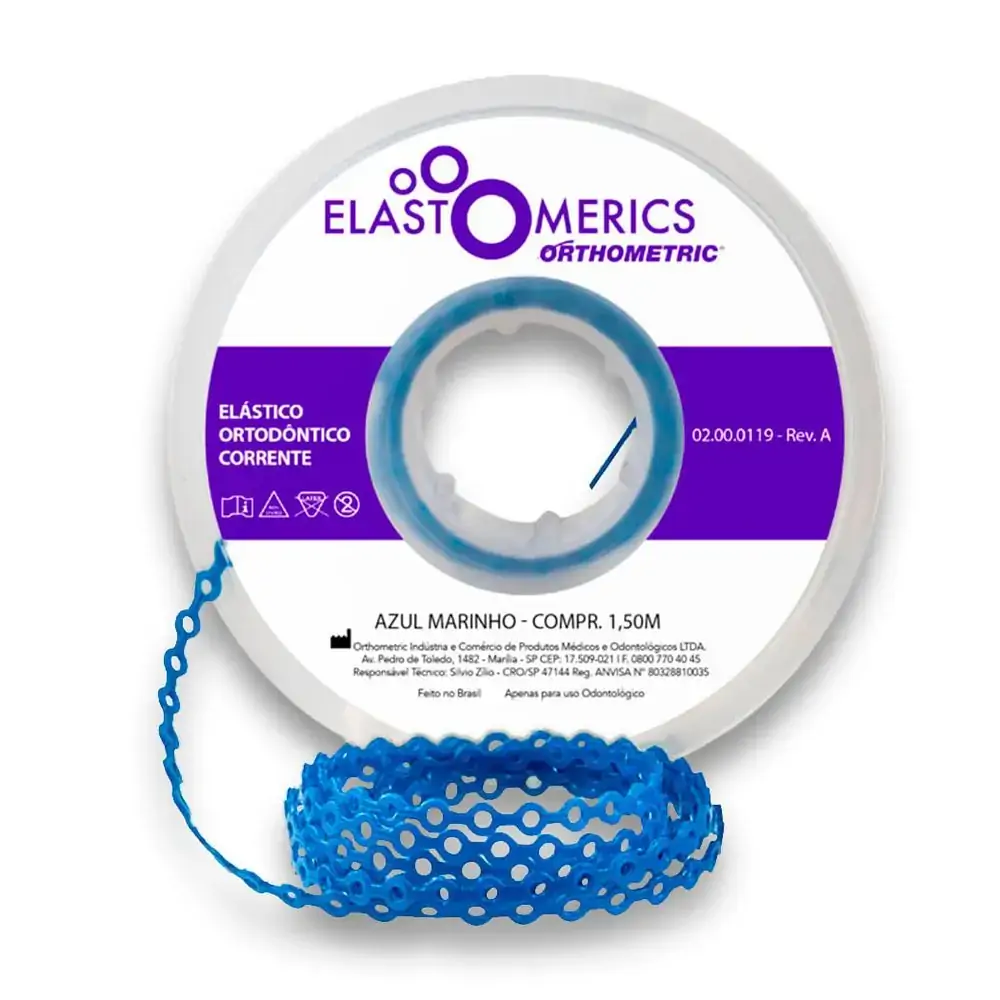 Elastômeros Corrente 1,5m Azul Marinho - Orthometric - Elastômeros Corrente 1,5m Longo Azul Marinho