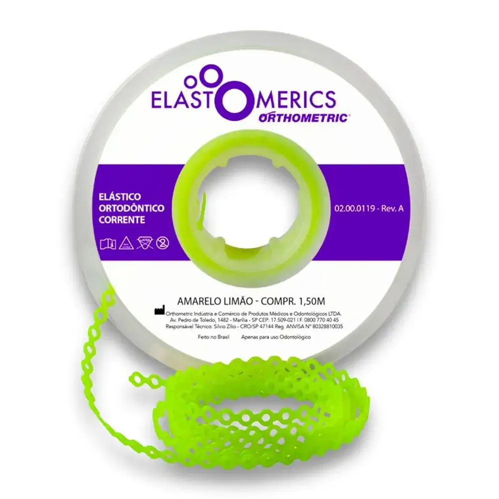 Elastômeros Corrente 1,5m Amarelo Limão - Orthometric - Elastômeros Corrente 1,5m Longo Amarelo Limã