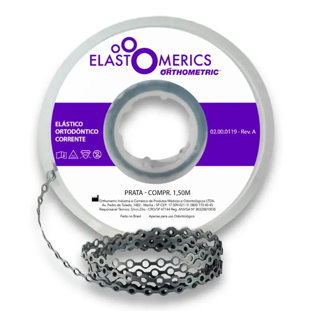 Elastômeros Corrente 1,5m Prata - Orthometric - Elastômeros Corrente 1,5m Longo Prata - Orthometric