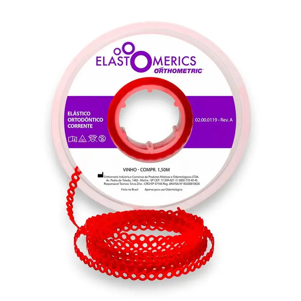 Elastômeros Corrente 1,5m Vinho - Orthometric - Elastômeros Corrente 1,5m Curto Vinho - Orthometric