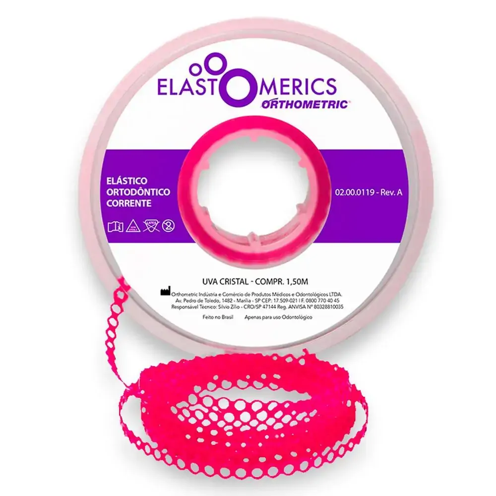 Elastômeros Corrente 1,5m Uva Cristal - Orthometric - Elastômeros Corrente 1,5m Médio Uva Cristal -