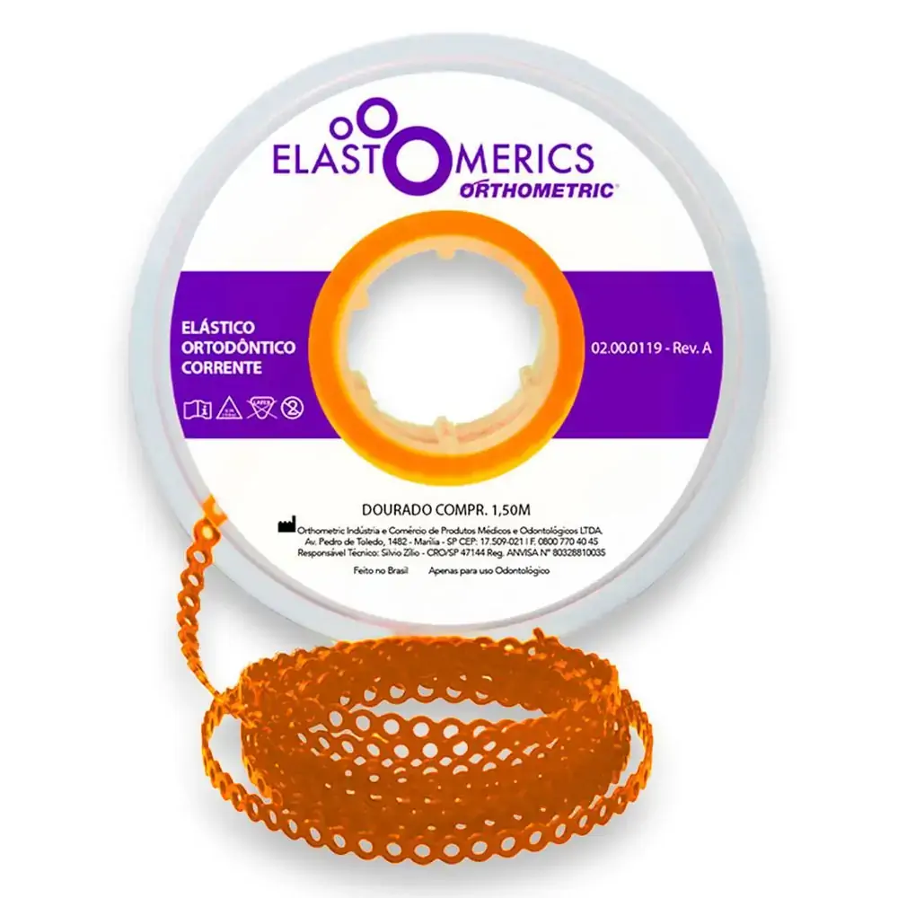 Elastômeros Corrente 1,5m Dourado - Orthometric - Elastômeros Corrente 1,5m Longo Dourado - Orthomet