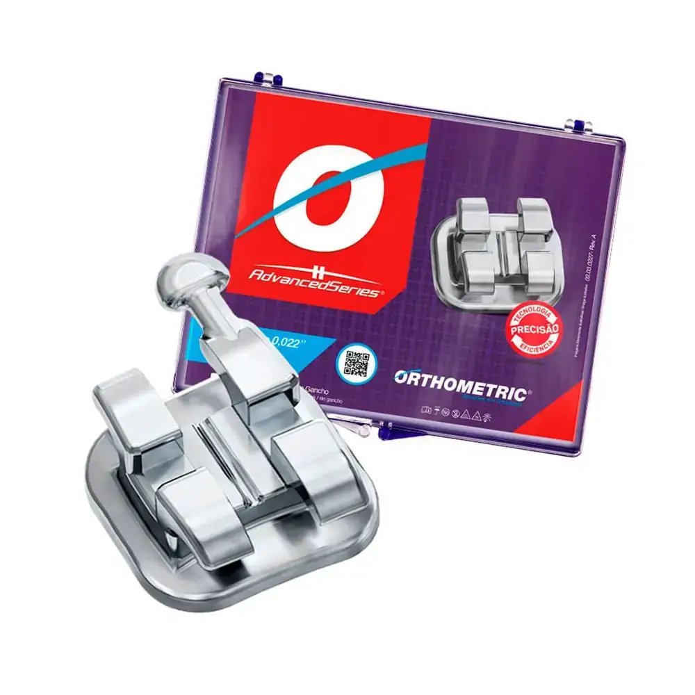 10.10.2201 Bráquete Metálico Advanced Series Edgewise 0,022 com gancho 10 casos - Orthometric