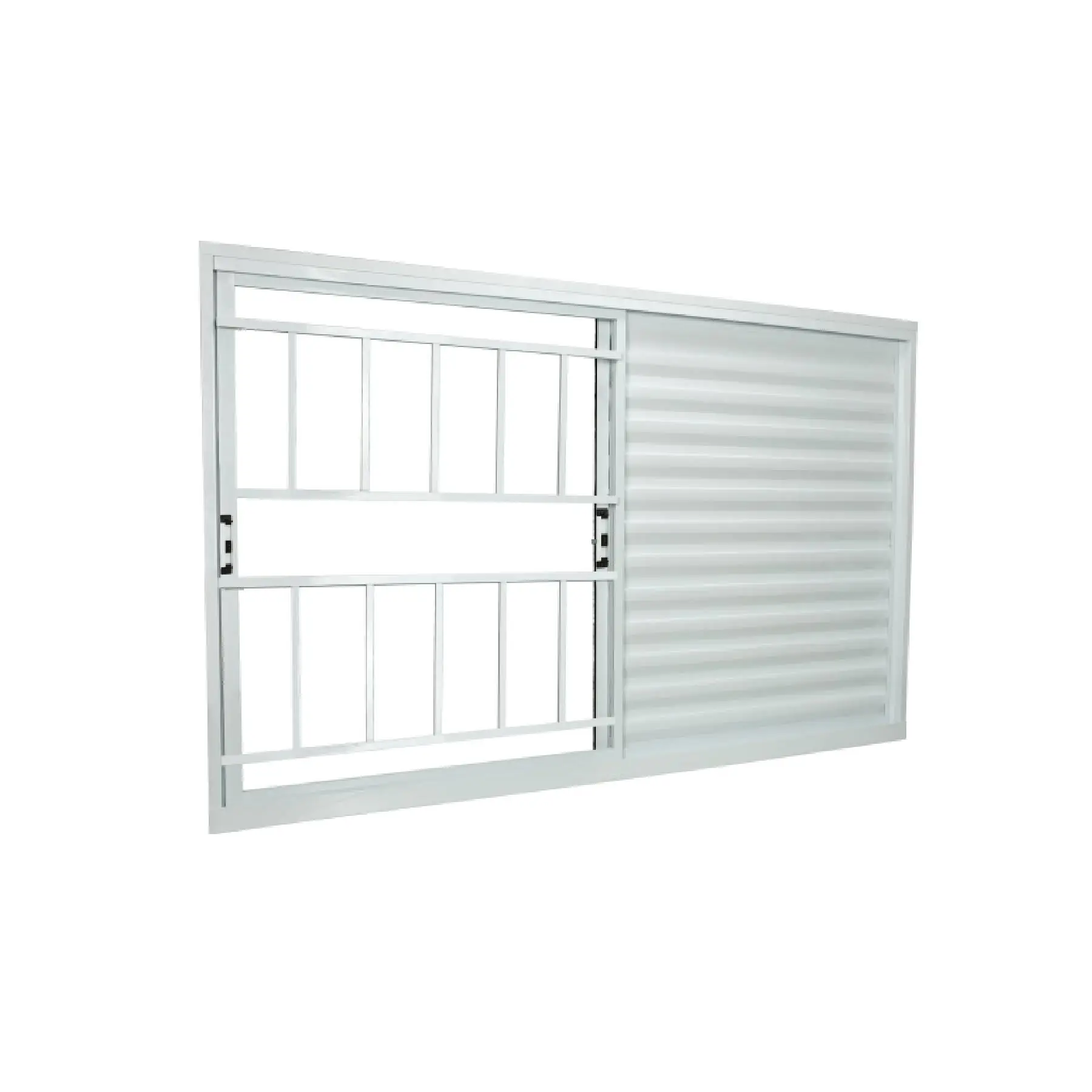 Janela de Alumínio Veneziana 3 Folhas 100x120cm com Grade e Vidro 3mm Stander Alumínio CRV Branca
