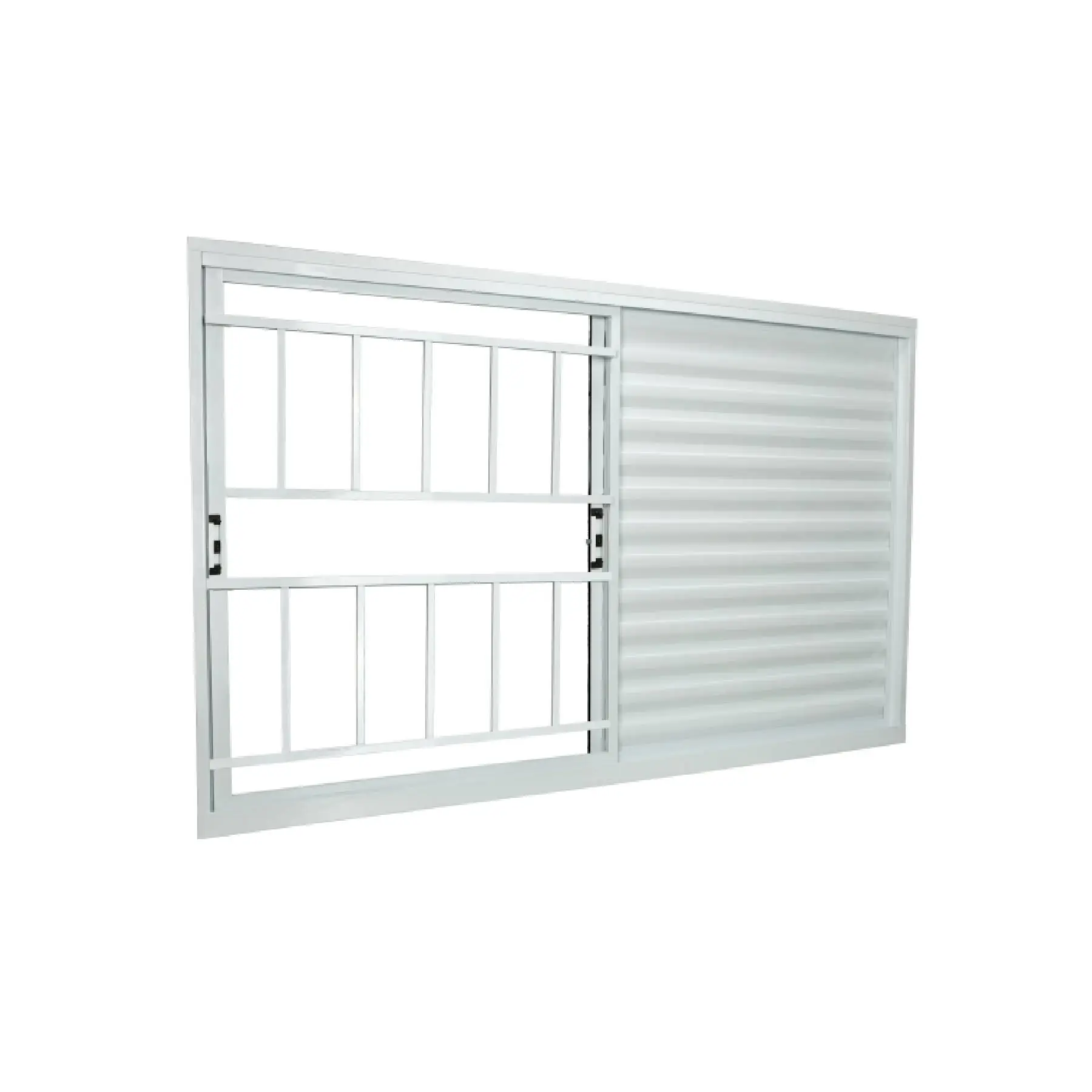 Janela de Alumínio Veneziana 3 Folhas 100x150cm com Grade e Vidro 3mm Stander Alumínio CRV Branca