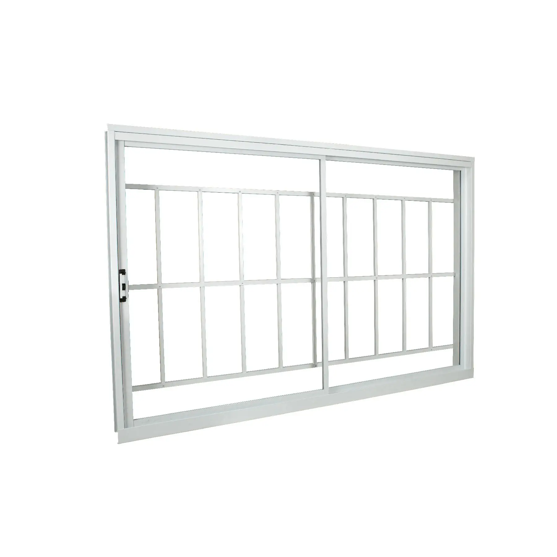 Janela de Alumínio de Correr 2 Folhas 100x100cm com Grade e Vidro 3mm Stander Alumínio CRV Branca