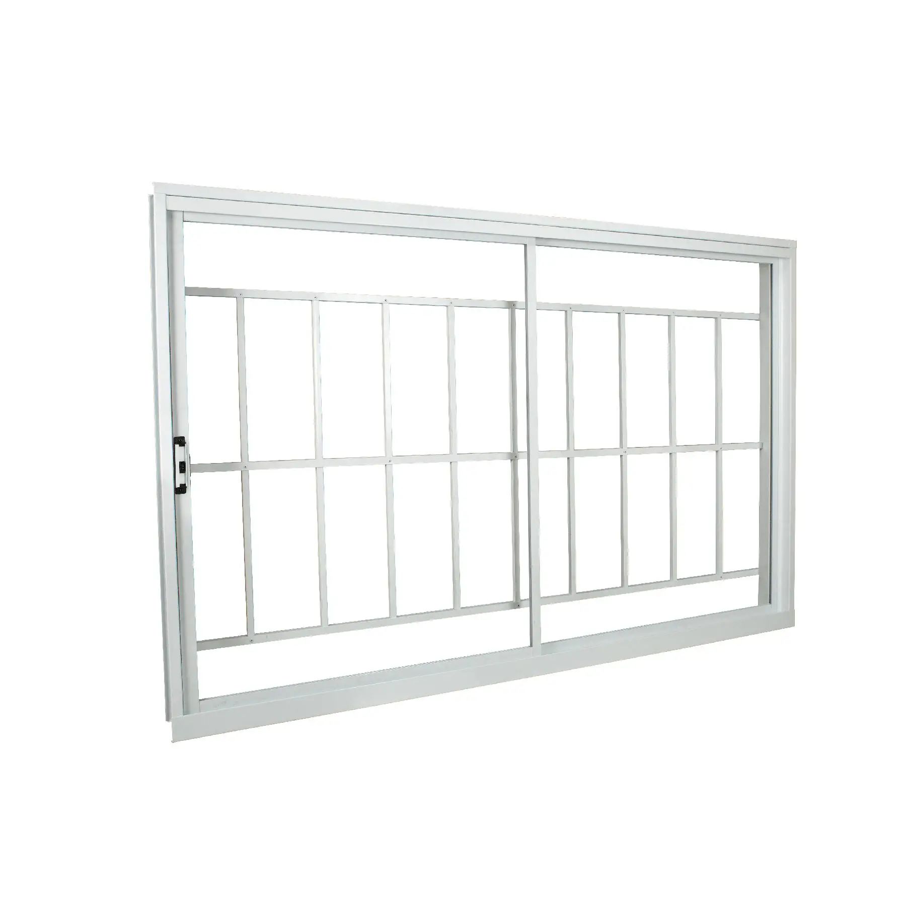 Janela de Alumínio de Correr 2 Folhas 100x120cm com Grade e Vidro 3mm Stander Alumínio CRV Branca