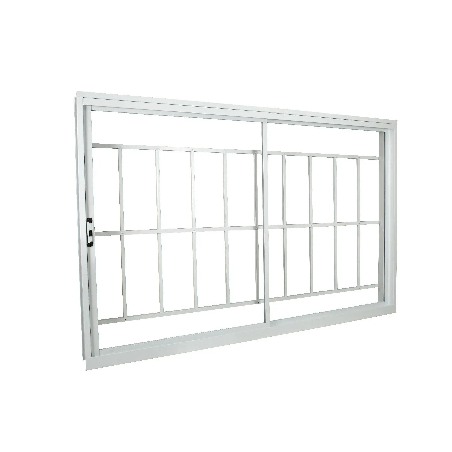 Janela de Alumínio de Correr 2 Folhas 100x150cm com Grade e Vidro 3mm Stander Alumínio CRV Branca