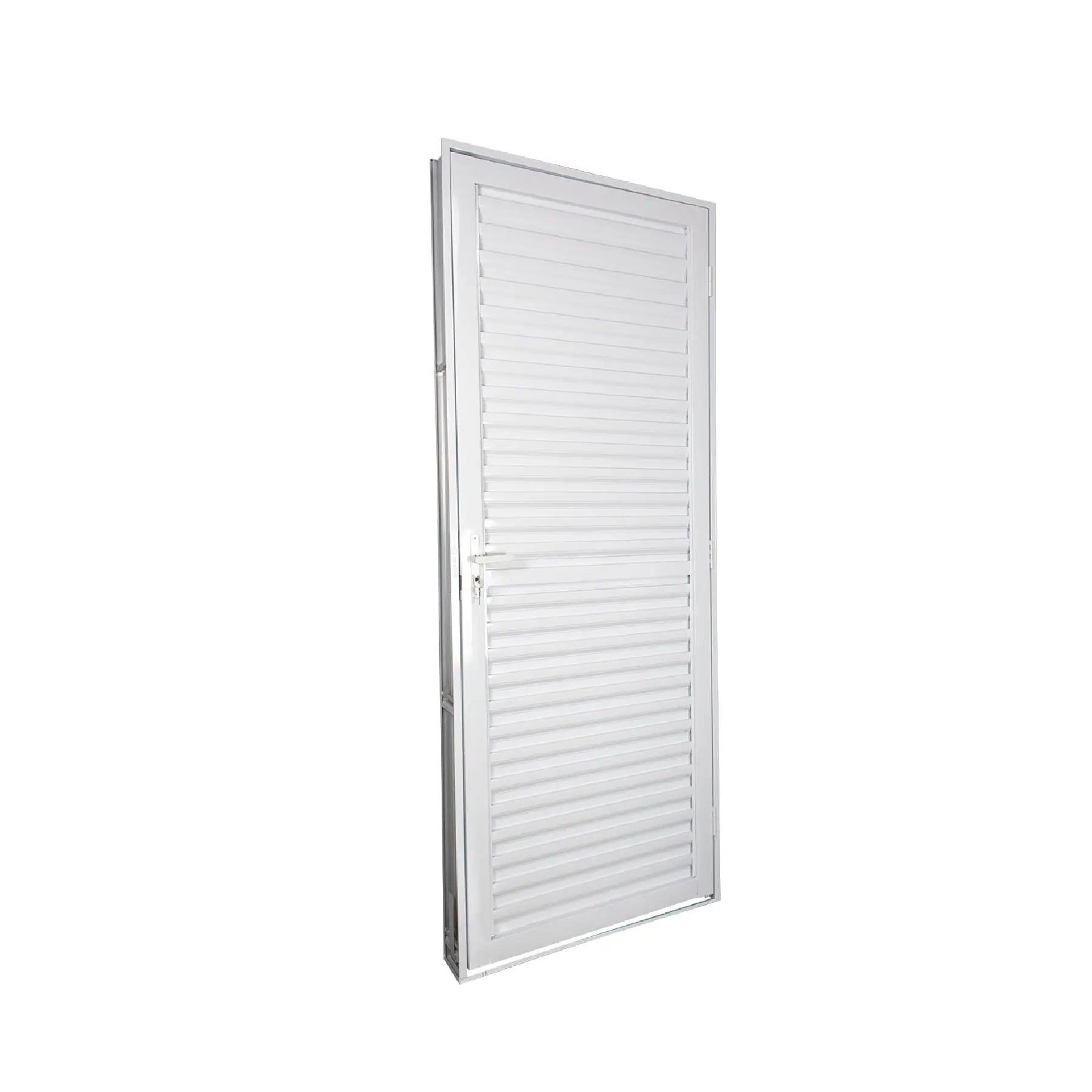 Porta Veneziana de Giro 1 Folha Alumínio Pintado Branco 2,15x0,75m Lado Direito Linha Stander CRV