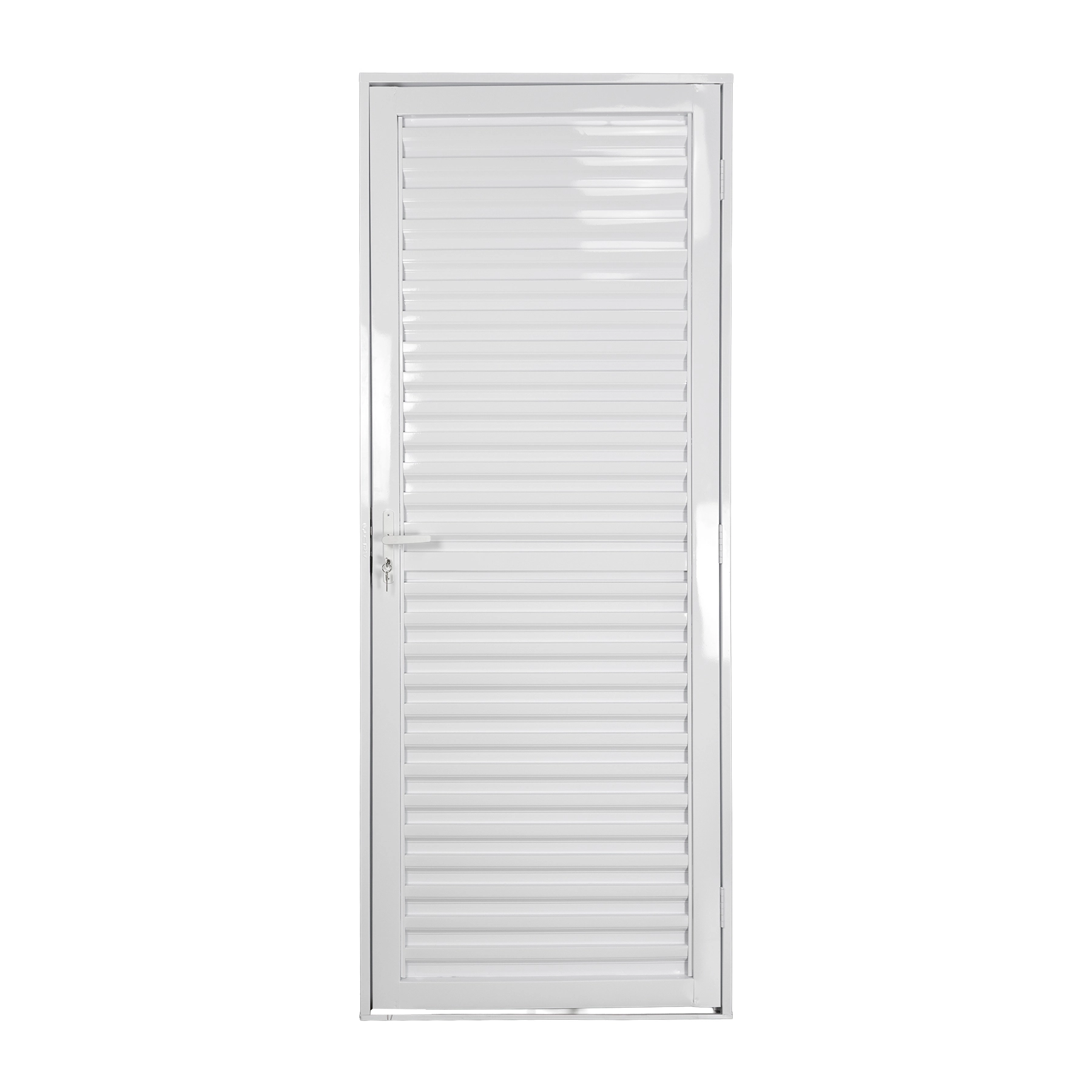 Kit Porta Alumínio de Giro Esquerdo Branca 215x65cm Com Batente Standard Alumínio CRV