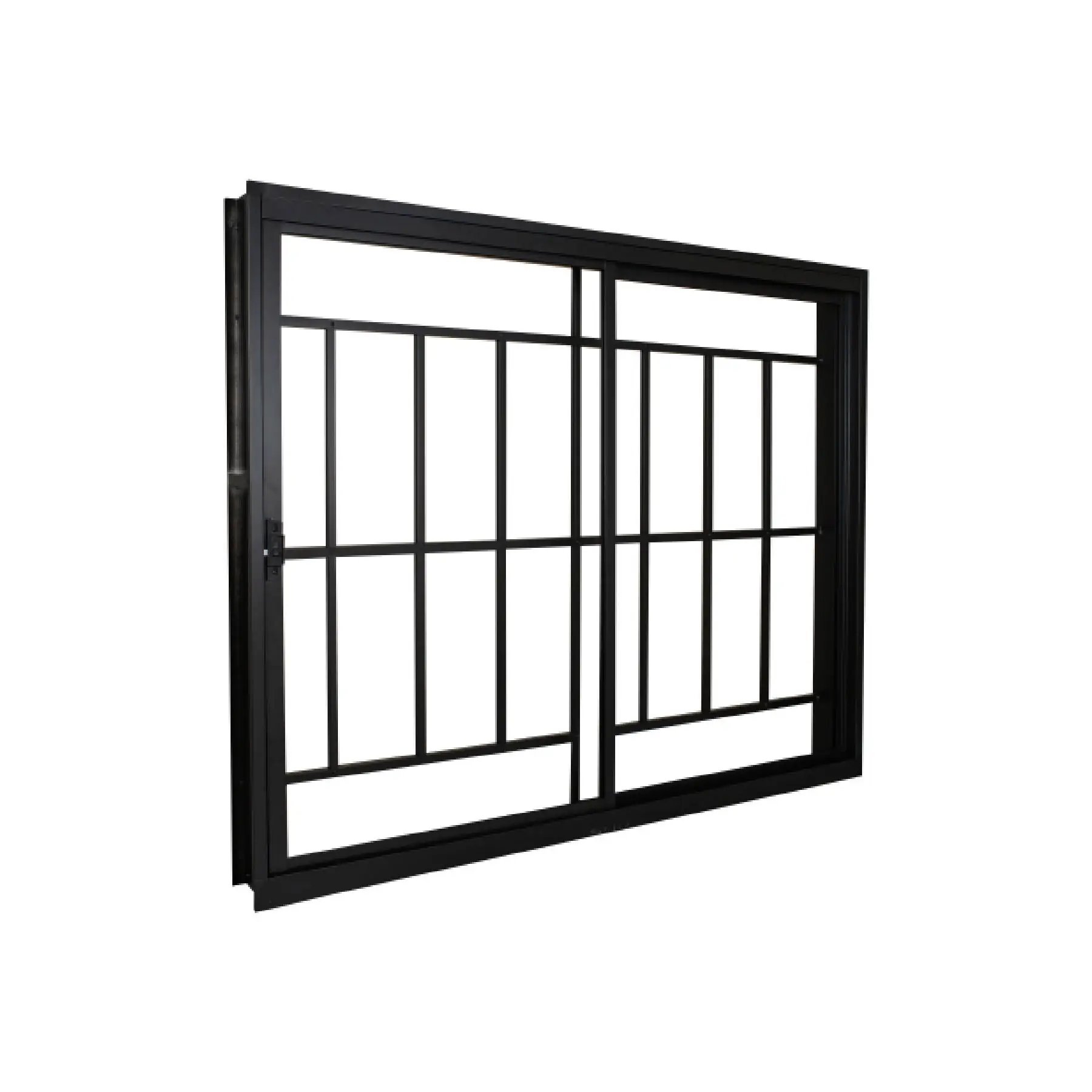 Janela de Alumínio de Correr 2 Folhas 100x100cm com Grade e Vidro 3mm Stander Alumínio CRV Preta