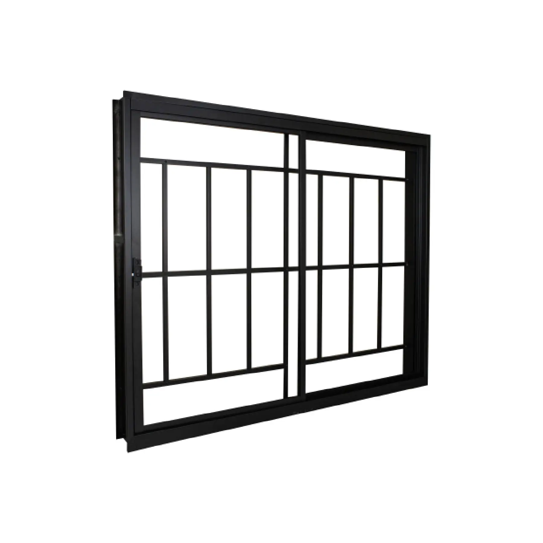 Janela de Alumínio de Correr 2 Folhas 100x120cm com Grade e Vidro 3mm Stander Alumínio CRV Preta
