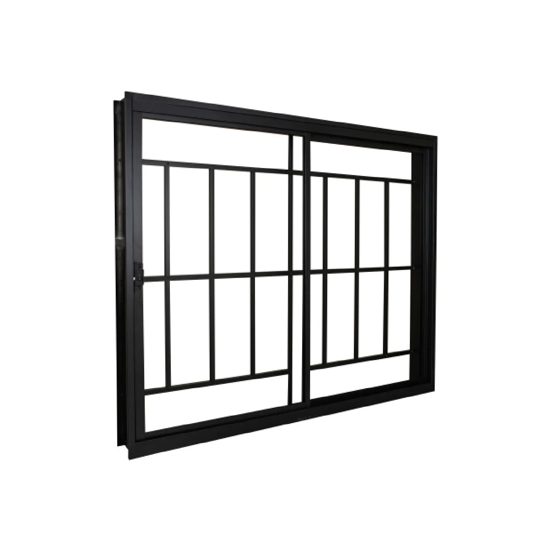 Janela de Alumínio de Correr 2 Folhas 100x150cm com Grade e Vidro 3mm Stander Alumínio CRV Preta