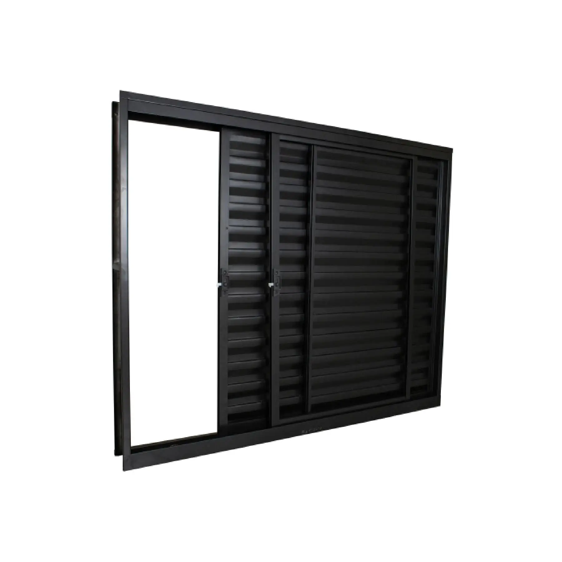 Janela de Alumínio Veneziana 3 Folhas 100x120cm com Vidro 3mm Stander Alumínio CRV Preta