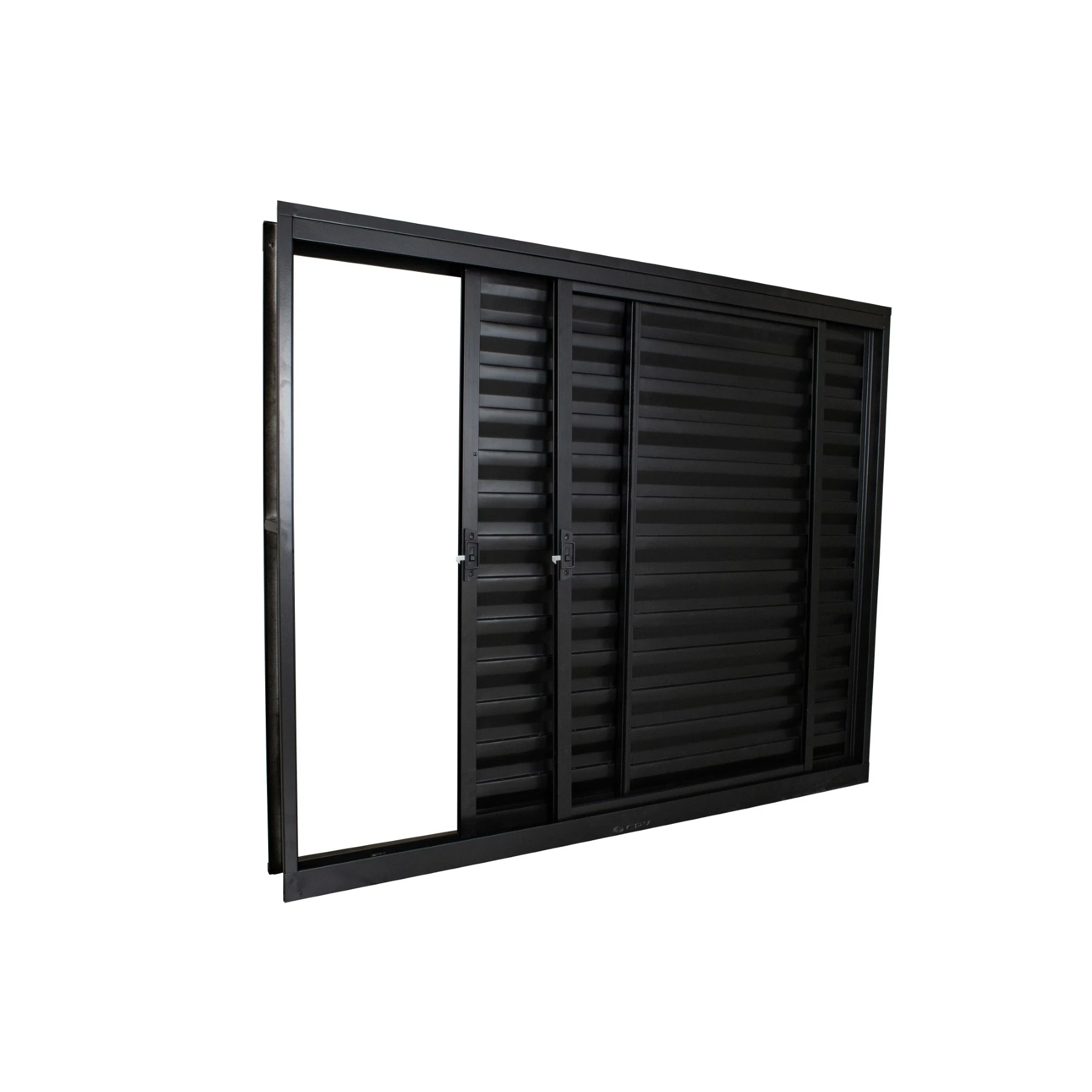 Janela de Alumínio Veneziana 3 Folhas 100x150cm com Vidro 3mm Stander Alumínio CRV Preta