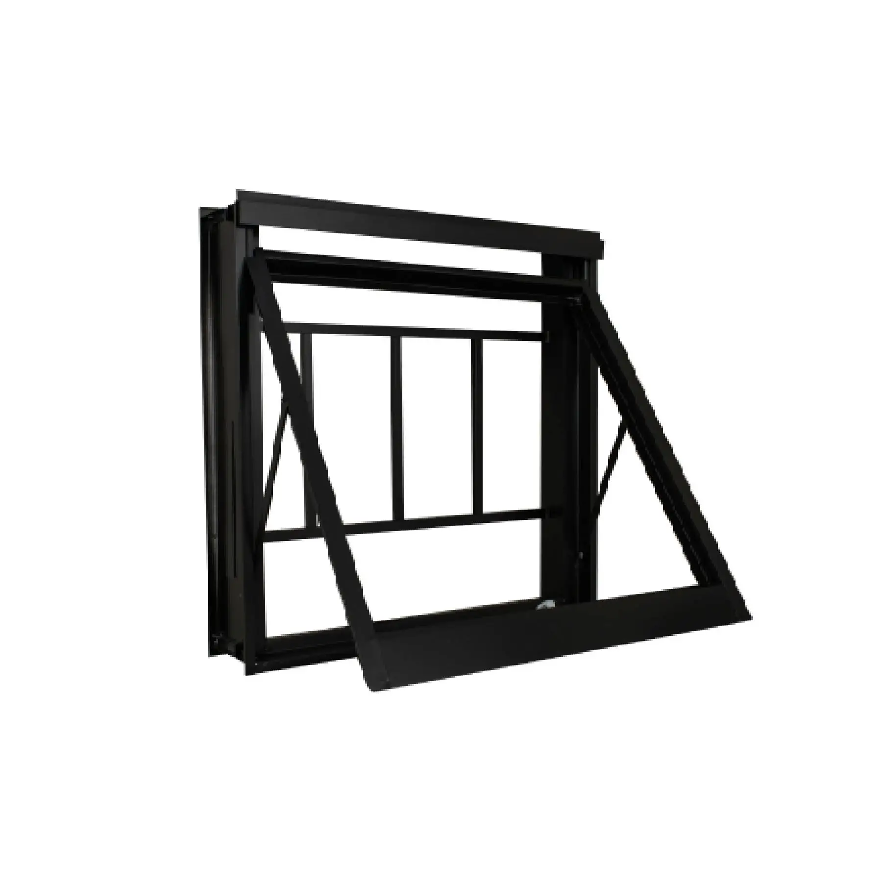 Janela de Alumínio Maxim-ar 2 Folhas 60x60cm com Grade e Vidro 3mm Stander Alumínio CRV Preta
