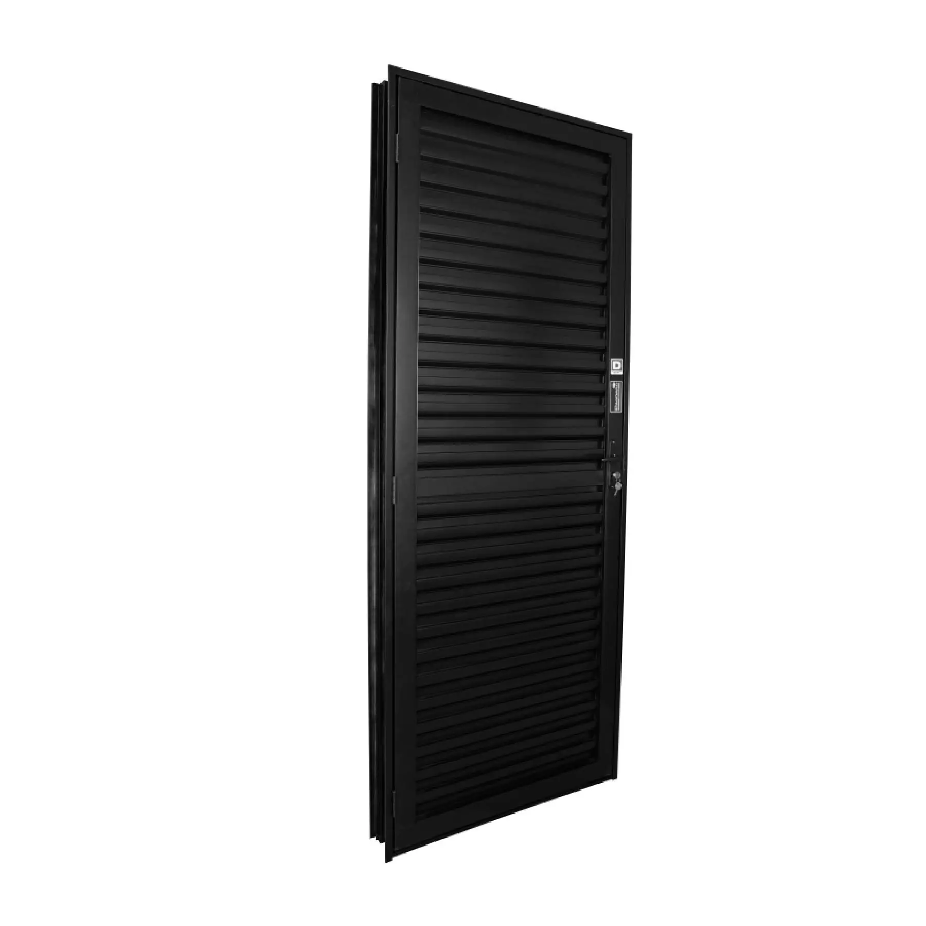 Porta Veneziana de Giro 1 Folha Alumínio Pintado Preto 2,15x0,75m Lado Direito Linha Stander CRV