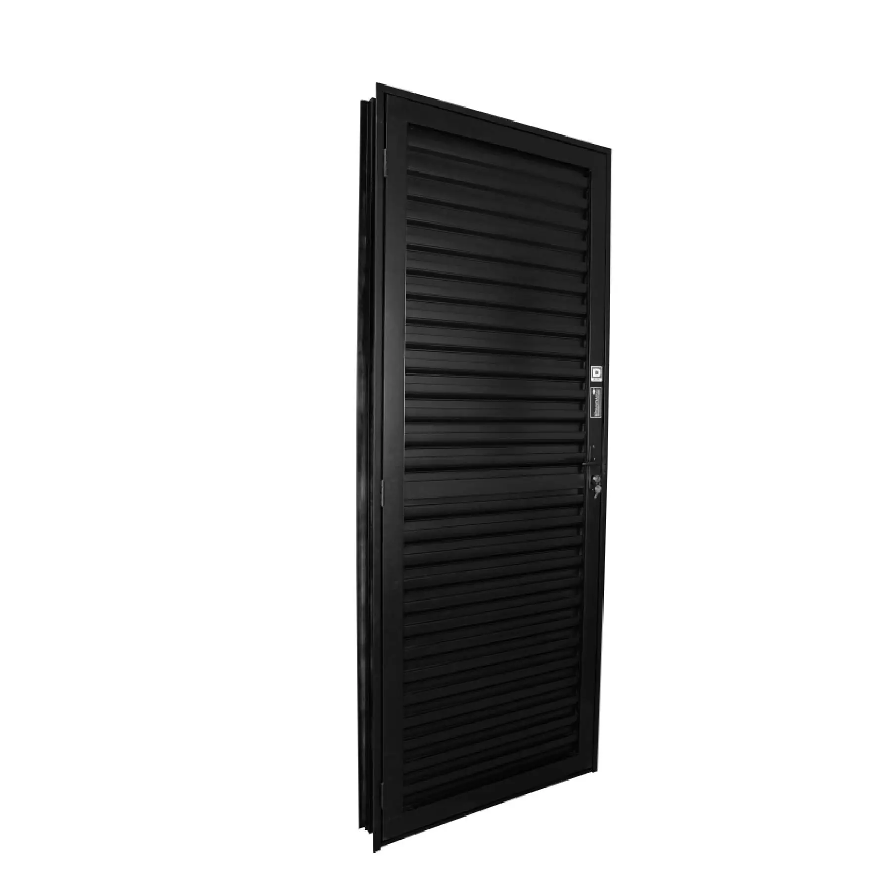 Porta Veneziana de Giro 1 Folha Alumínio Pintado Preto 2,15x0,75m Lado Esquerdo Linha Stander CRV