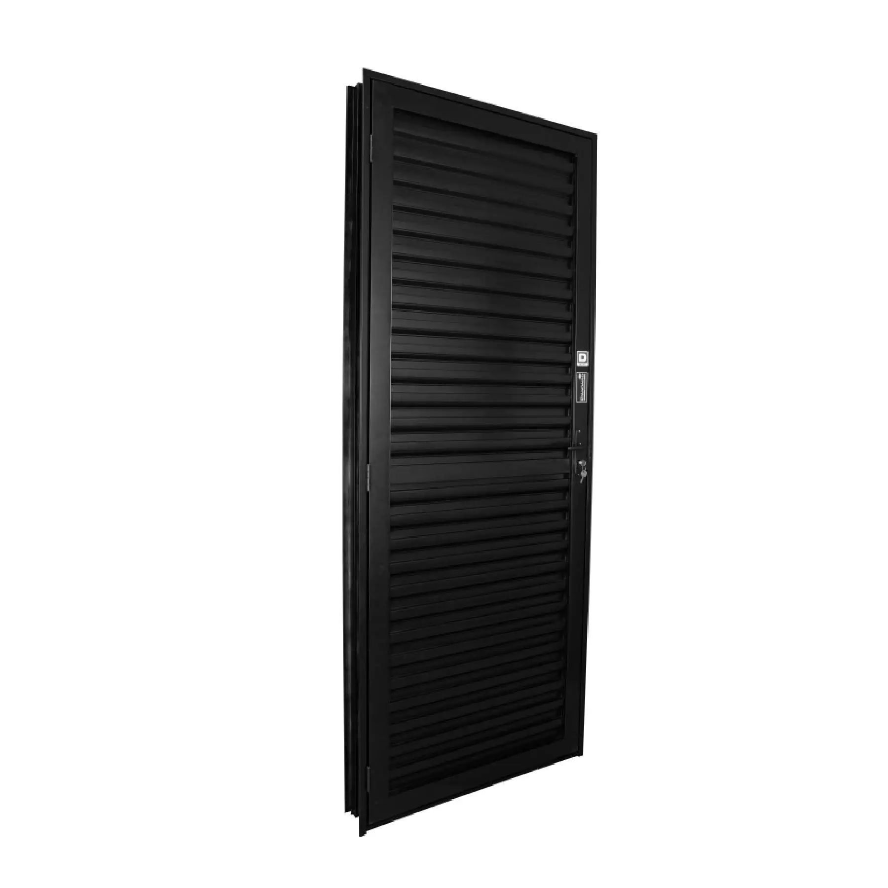 Porta Veneziana de Giro 1 Folha Alumínio Pintado Preto 2,15x0,84m Lado Direito Linha Stander CRV