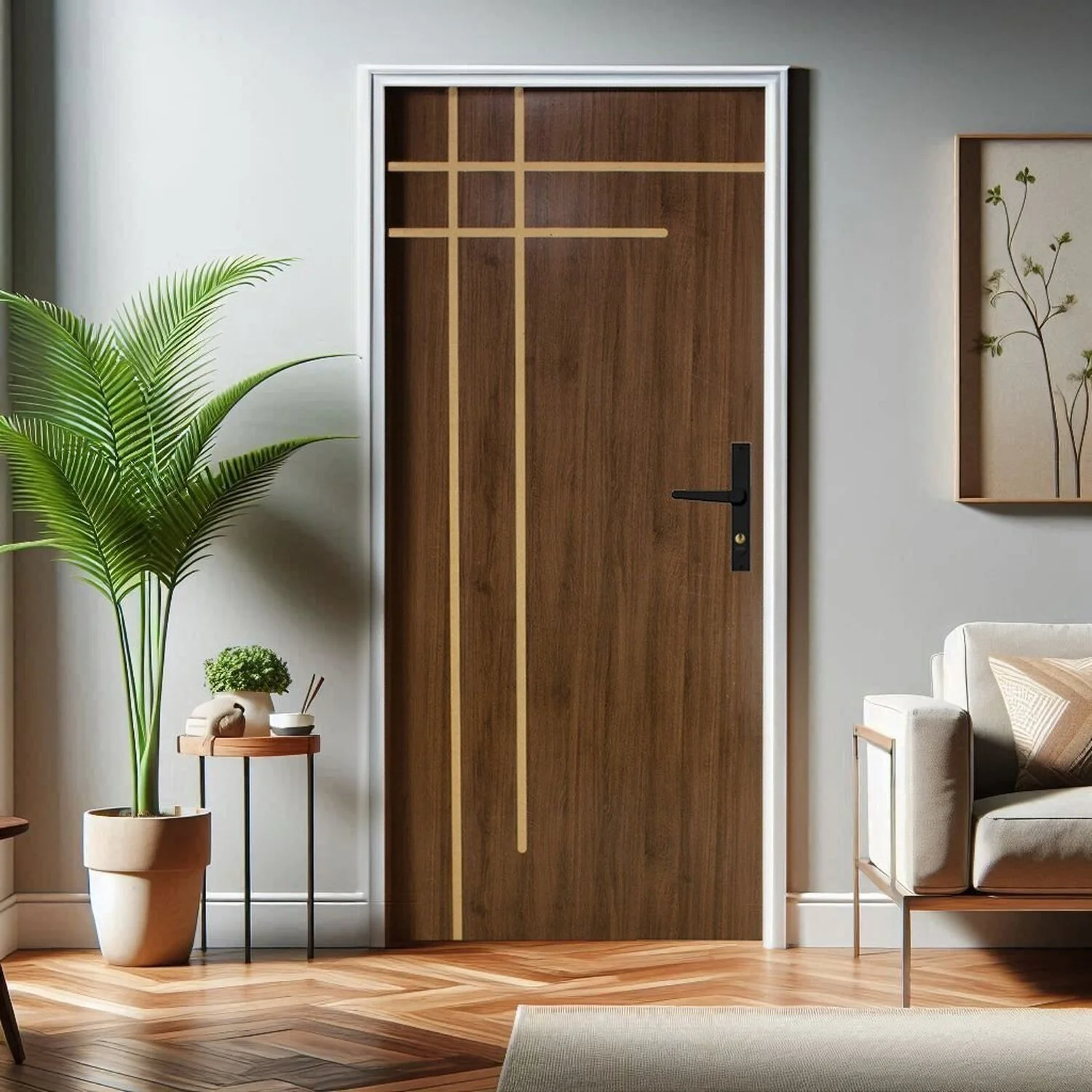Kit Porta De Madeira 215x85cm Batente De Aço 14cm Abertura Direita Duraplac Ypê