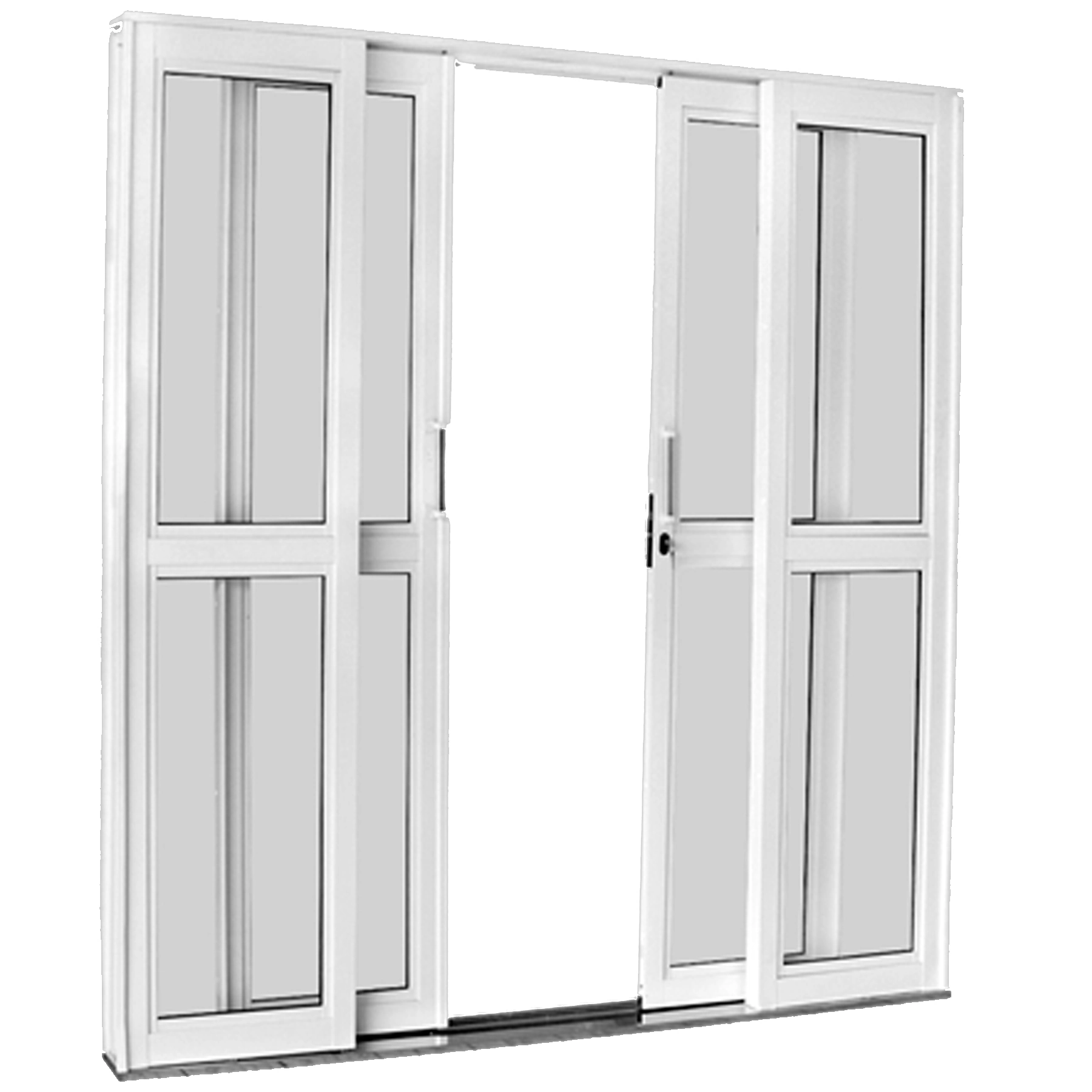 Porta de Correr 4 Folhas Aço Branco Requadro 12cm 2,15x2,00m Linha Ideal CRV