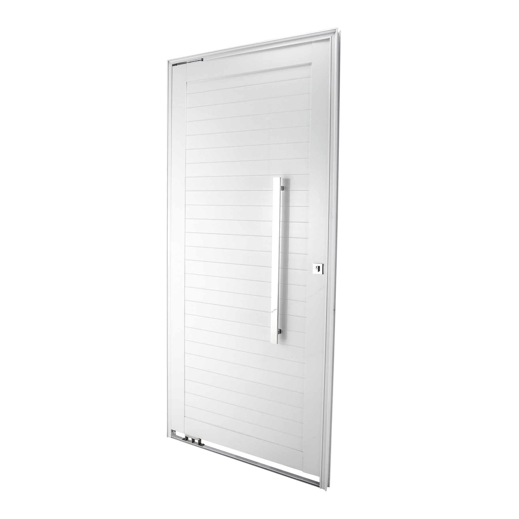 Kit Porta Alumínio Pivotante Direito Branca 215x100cm Com Batente Nobre  CRV