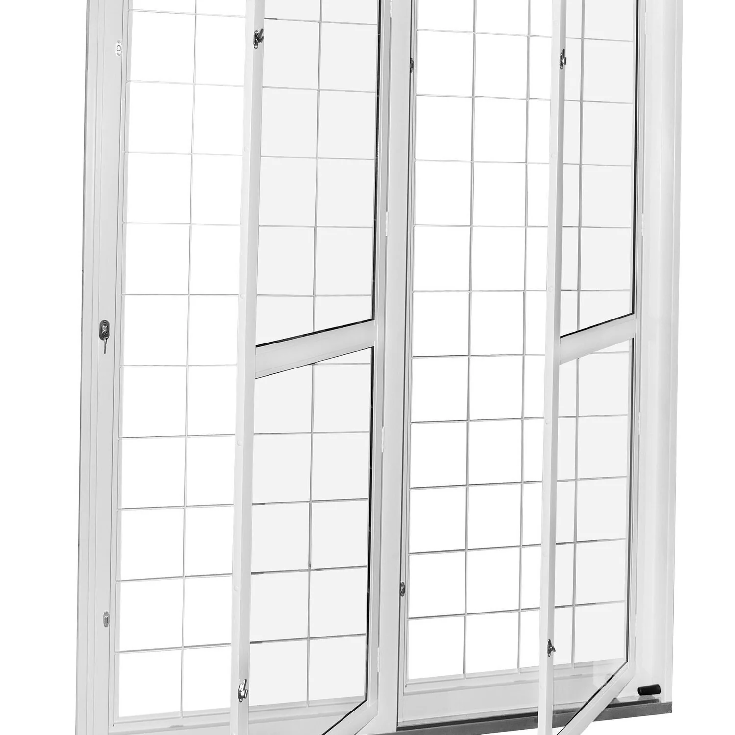 Porta De Correr De Aço 215x160cm Pantografica Grade Quadrada Ideal Crv Esquadrias Branco