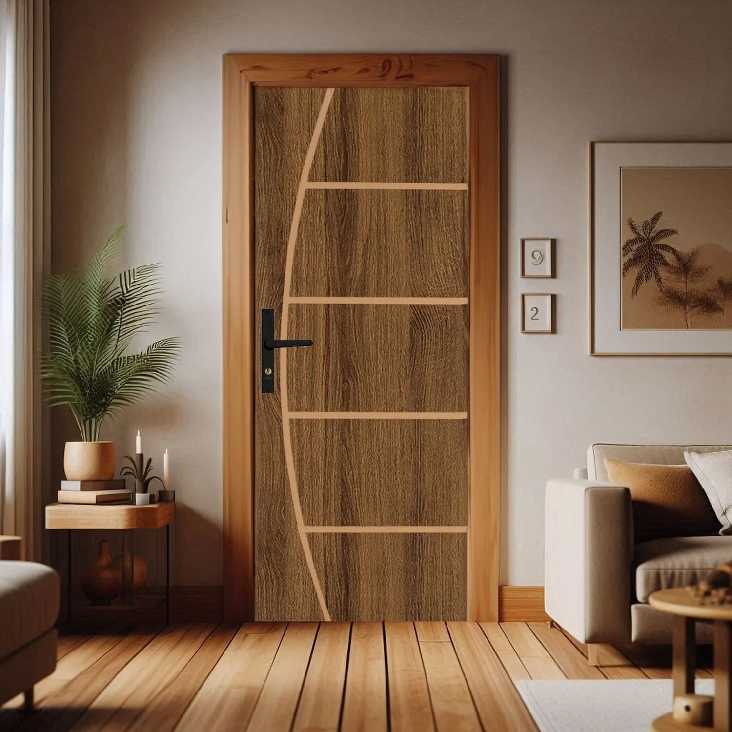 Kit Porta De Madeira 212x73cm Batente De Aluminio 4,7cm Abertura Esquerda Duraplac Ypê