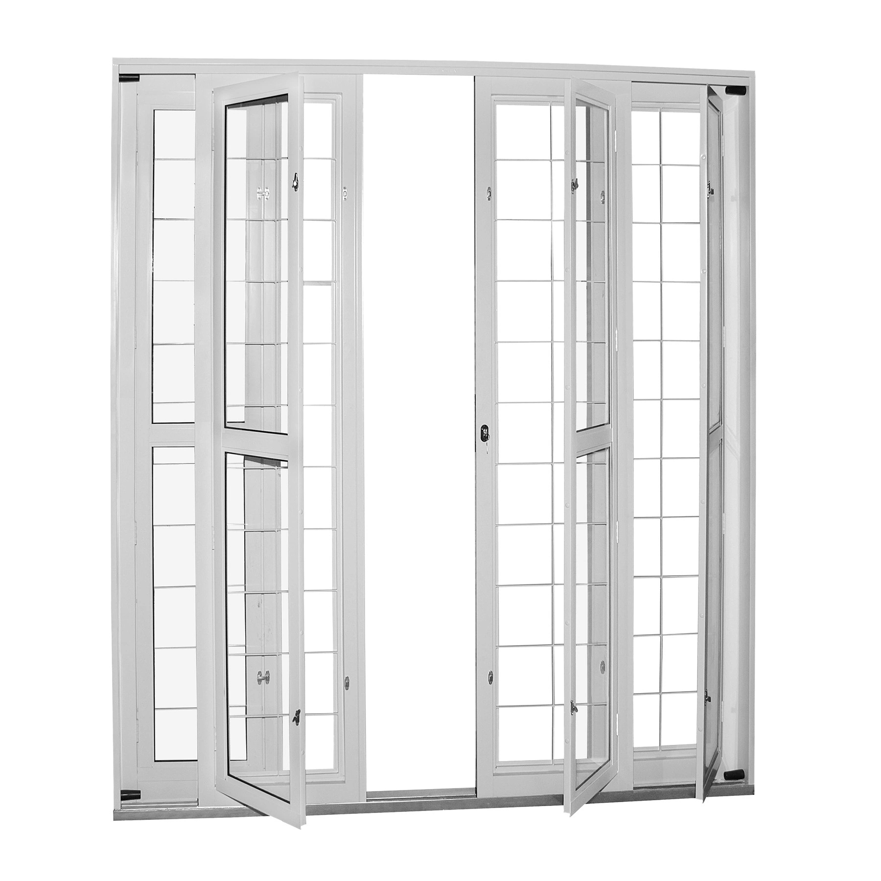 Porta Postigo de Correr Aço Branco Grade Quadrada Requadro 12cm 2,15x2,00m Linha Ideal CRV