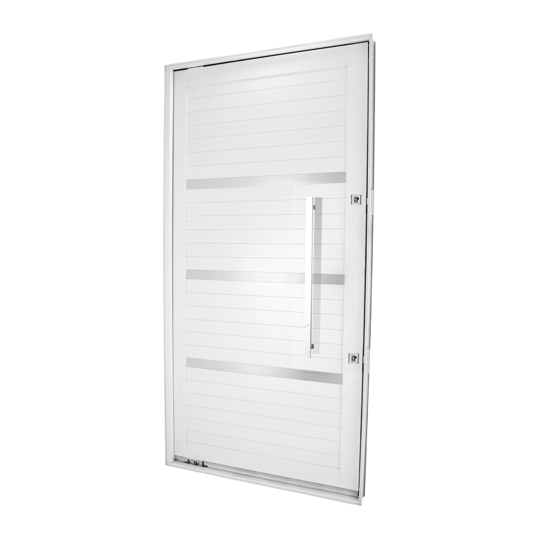 Kit Porta Alumínio Pivotante Direito Branca 215x100cm Com Batente Nobre  CRV