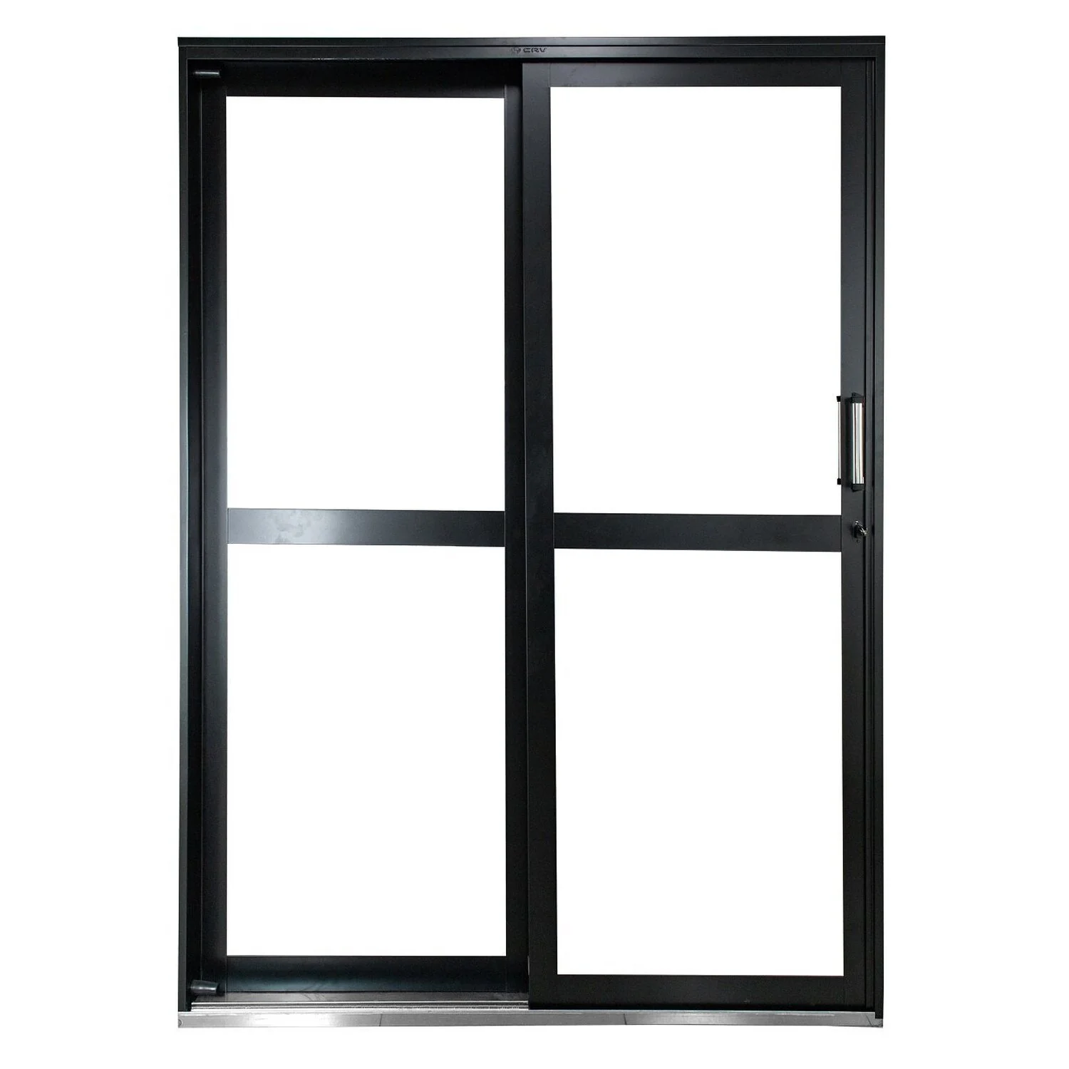 Porta De Correr De Aço 215x160cm Com Vidro Ideal Crv Esquadrias Abertura Esquerda Preto