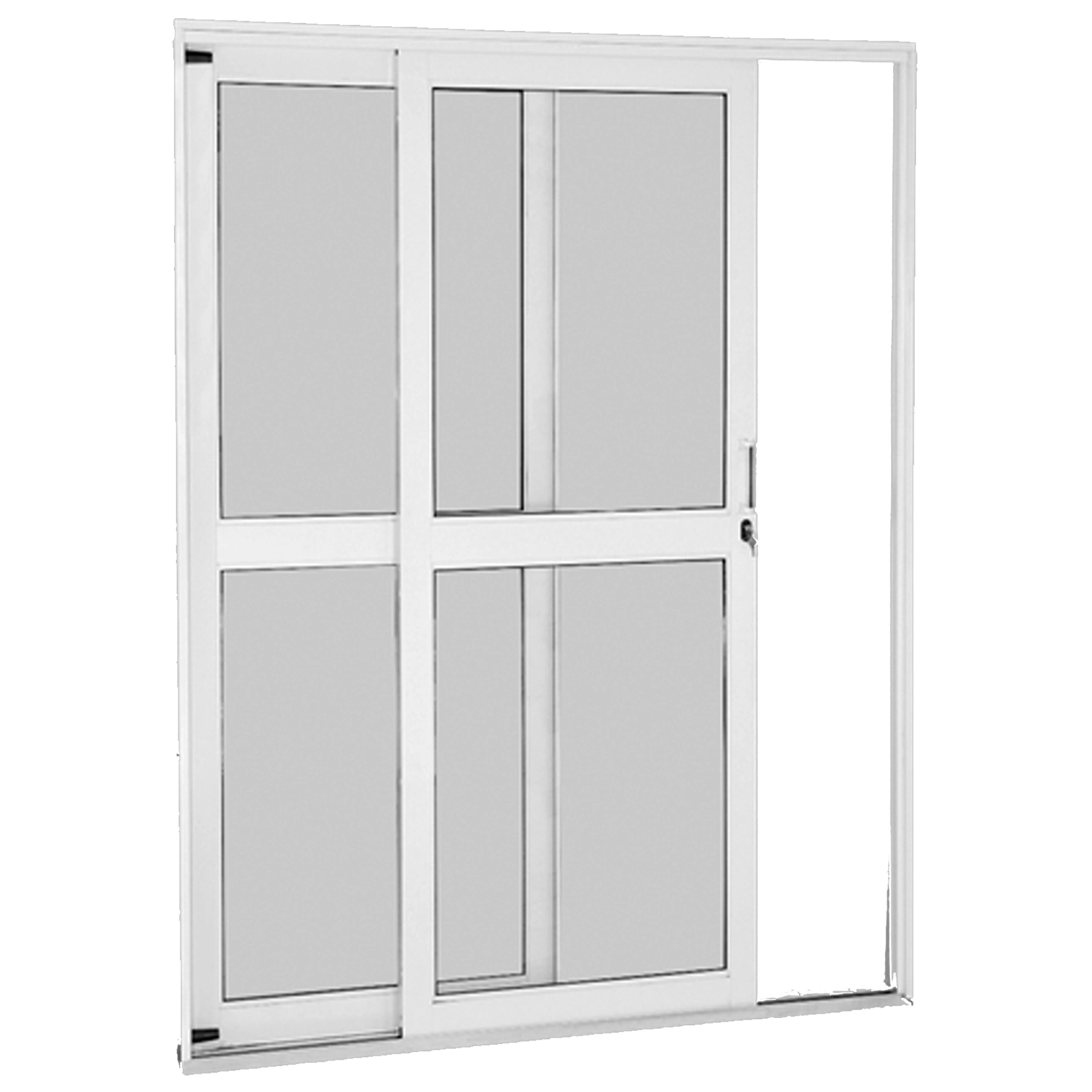 Porta de Correr 2 FolhasAço Branco Requadro 14cm 2,15x1,60m Lado Esquerdo Linha Ideal CRV